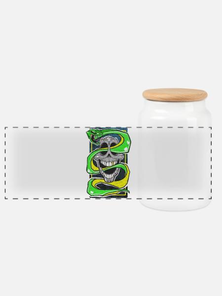 Skull & Snake Neon Edition - Panorama Keksdose mit Holzdeckel - Weiß
