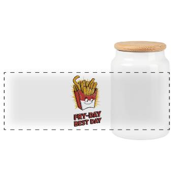 Fry-Day, Meilleur jour - Boîte à biscuits avec couvercle en bois - blanc - Devant