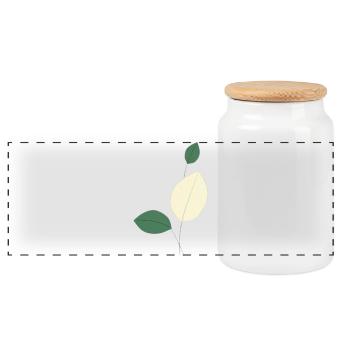 Minimalist leaf study nature - Panoramic Cookie Jar with Wooden Lid - white - Front
