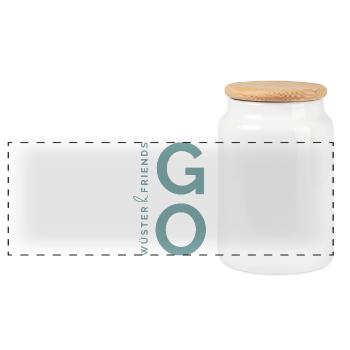Wüster&friends GO Logo Grün - Panorama Keksdose mit Holzdeckel - Weiß - Vorne