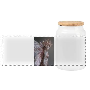 Fairy of Kindness - Panoramic Cookie Jar with Wooden Lid - white - Front