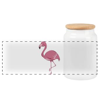 Flamingo - Panorama Keksdose mit Holzdeckel - Weiß - Vorne