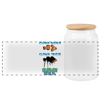 Save the sea - Panoramic Cookie Jar with Wooden Lid - white - Front
