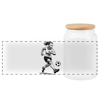 Fanliebe Soccer Femme Soccer Maillot gagnant de soccer pour femme - Boîte à biscuits avec couvercle en bois - blanc - Devant