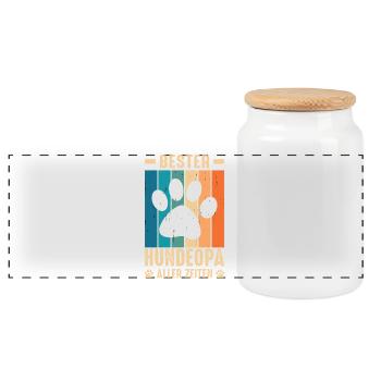 Hundeopa Geschenke Hundeliebhaber Hunde - Panorama Keksdose mit Holzdeckel - Weiß - Vorne