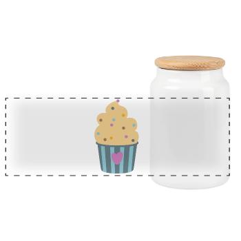 Icecream Herz Streifen Konfetti Dots Cup Muffin - Panorama Keksdose mit Holzdeckel - Weiß - Vorne