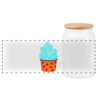 Glace Glace Tasse à Glace Dots Muffin Dots Sweet - Boîte à biscuits avec couvercle en bois - blanc - Devant