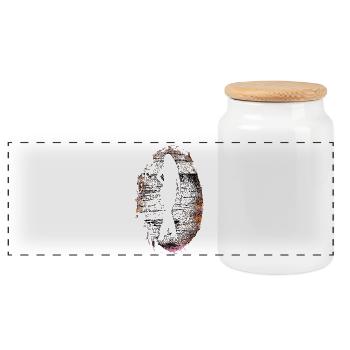 Silhouette Frau | woman Model - Panorama Keksdose mit Holzdeckel - Weiß - Vorne
