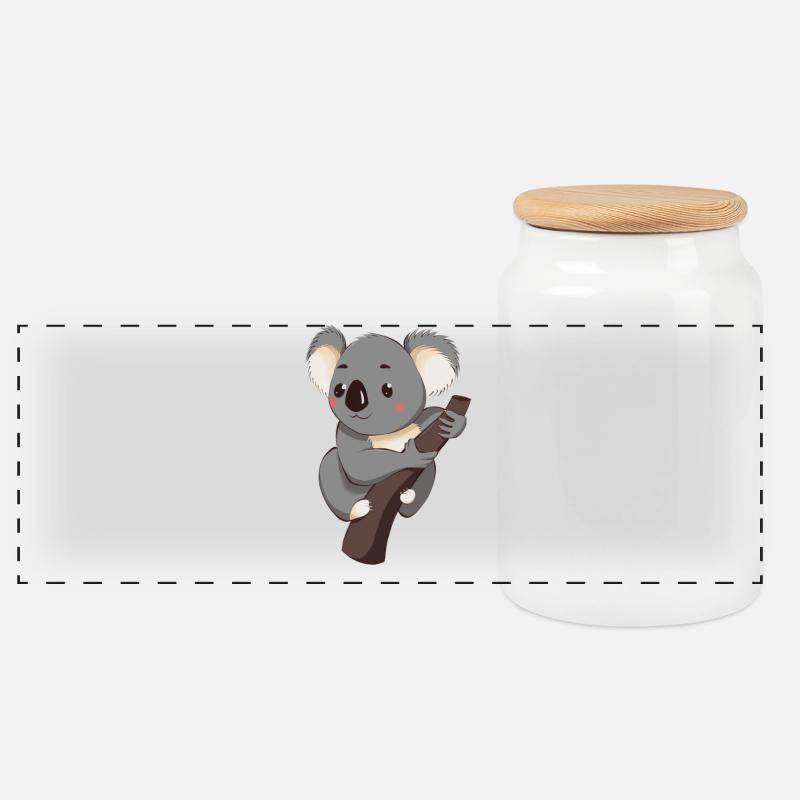 Koala - Panorama Keksdose mit Holzdeckel - Weiß