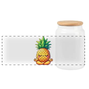 Süße Ananas Yoga Meditation Entspannung Cartoon - Panorama Keksdose mit Holzdeckel - Weiß - Vorne