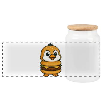 Drôle de pingouin burger Cheeseburger Créature mythique - Boîte à biscuits avec couvercle en bois - blanc - Devant
