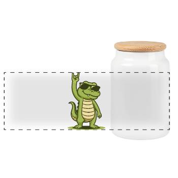 Rock’n’Roll Crocodile Bébé - Boîte à biscuits avec couvercle en bois - blanc - Devant