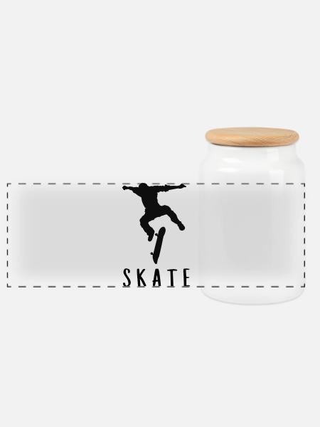 Skater - Panorama Keksdose mit Holzdeckel - Weiß