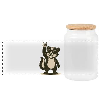 Cooles Stinktierbaby mit Sonnenbrille - Panorama Keksdose mit Holzdeckel - Weiß - Vorne