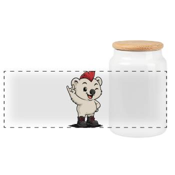 Punk Icebear - Panorama Keksdose mit Holzdeckel - Weiß - Vorne