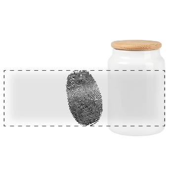 Empreinte digitale - Boîte à biscuits avec couvercle en bois - blanc - Devant