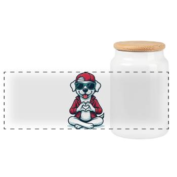 Ambiance d’amour chien - Boîte à biscuits avec couvercle en bois - blanc - Devant