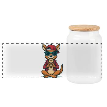 Kanga Love Vibes - Boîte à biscuits avec couvercle en bois - blanc - Devant