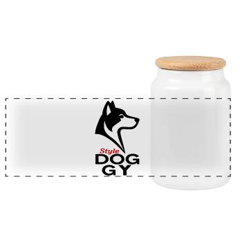 Dogstyle - Panoramic Cookie Jar with Wooden Lid - white - Front