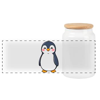 Pinguin - Panorama Keksdose mit Holzdeckel - Weiß - Vorne