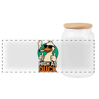 High As Duck Shirt – Lustige Kiffer Ente - Panorama Keksdose mit Holzdeckel - Weiß - Vorne