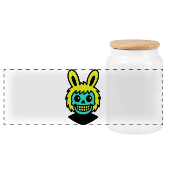 Skull-Rabbit - Panorama Keksdose mit Holzdeckel - Weiß - Vorne