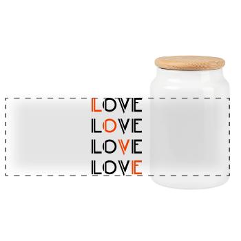Love / Liebe - Panorama Keksdose mit Holzdeckel - Weiß - Vorne
