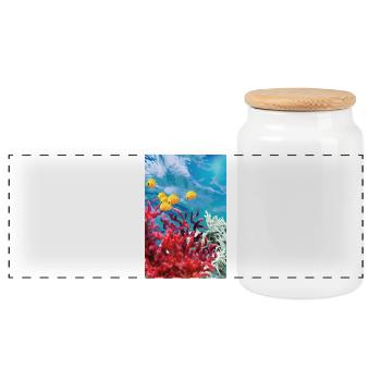 Vibrant Coral Reef Underwater World - Panoramic Cookie Jar with Wooden Lid - white - Front