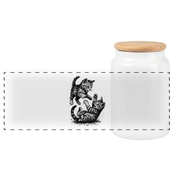 Cat Row - Panorama Keksdose mit Holzdeckel - Weiß - Vorne