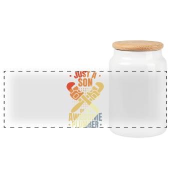 Son of a plumber - Panoramic Cookie Jar with Wooden Lid - white - Front
