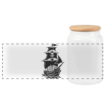 Spukende Piratenschiff-Silhouette - Panorama Keksdose mit Holzdeckel - Weiß - Vorne