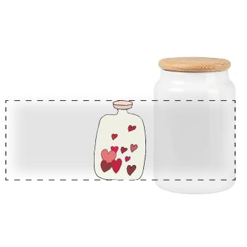 herz wärmeflasche illustration - Panorama Keksdose mit Holzdeckel - Weiß - Vorne
