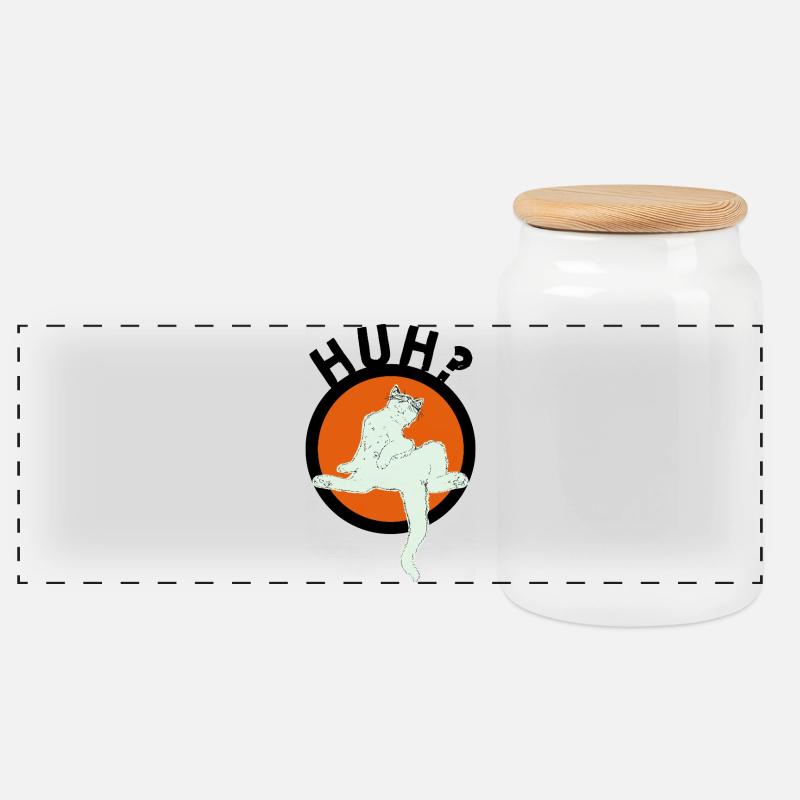 HUH? - Panoramic Cookie Jar with Wooden Lid - white