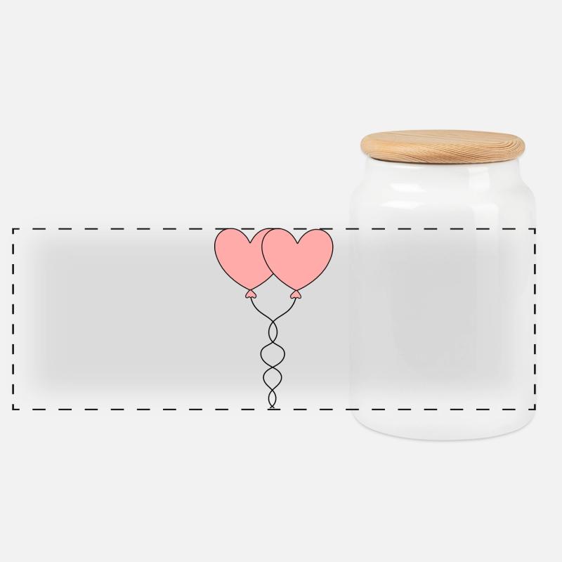 rosarotes Herz Herz rosa rot Geschenk Valentinstag - Panorama Keksdose mit Holzdeckel - Weiß