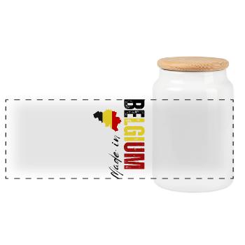 Fabriqué en Belgique, conception verticale - Boîte à biscuits avec couvercle en bois - blanc - Devant