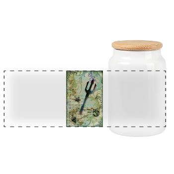 Mythical Trident with Nautical Accents - Panoramic Cookie Jar with Wooden Lid - white - Front