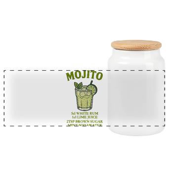Design Mojito avec citron vert et menthe - Boîte à biscuits avec couvercle en bois - blanc - Devant