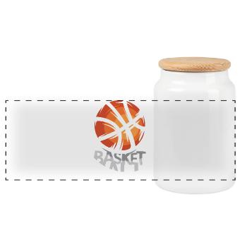 Basketball Grafik – Streetstyle Design - Panorama Keksdose mit Holzdeckel - Weiß - Vorne