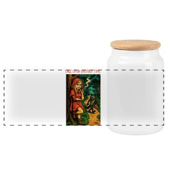 ONCE UPON ANOTHER TIME - Black Humor - Panoramic Cookie Jar with Wooden Lid - white - Front