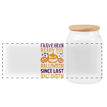Halloween fan – Ready since last Halloween - Panoramic Cookie Jar with Wooden Lid - white - Front