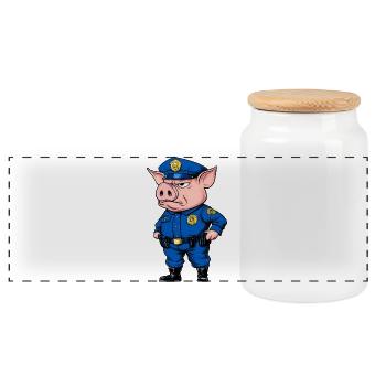 Cochons policiers - Boîte à biscuits avec couvercle en bois - blanc - Devant