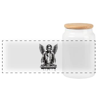 DJ Angélique avec Ailes Mystiques - Boîte à biscuits avec couvercle en bois - blanc - Devant