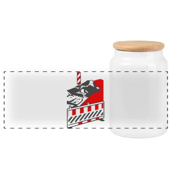 Building site - Panoramic Cookie Jar with Wooden Lid - white - Front