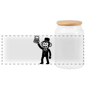 Bière de la fête de garçon singe - Boîte à biscuits avec couvercle en bois - blanc - Devant