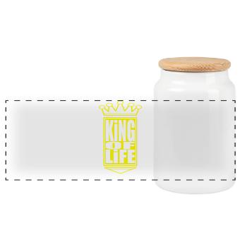 Königliche Krone mit fettem "King of Life"-Text - Panorama Keksdose mit Holzdeckel - Weiß - Vorne