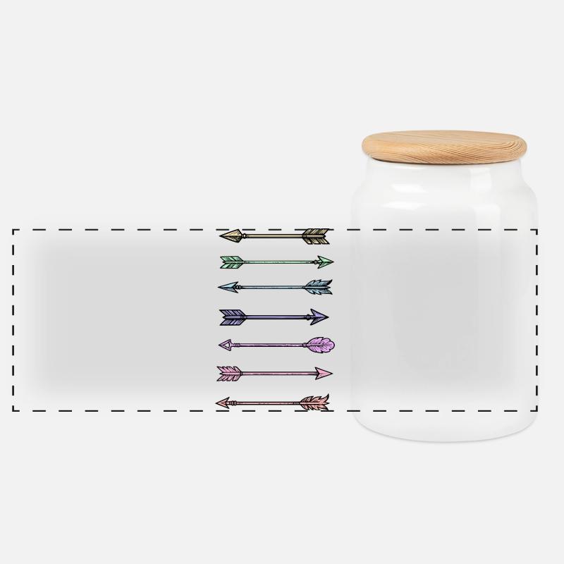 Bunte Pfeile Design - Panorama Keksdose mit Holzdeckel - Weiß