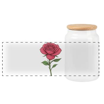 Elegant rose illustration for clothes - Panoramic Cookie Jar with Wooden Lid - white - Front