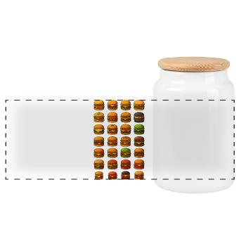 Diverse burger designs for food lovers - Panoramic Cookie Jar with Wooden Lid - white - Front