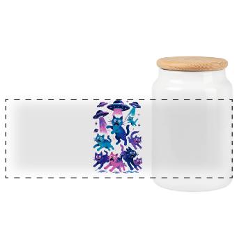 Extraterrestre, Ovnis, Ovni, Cat Cat, Faisceau, Science-Fi, Cadeau - Boîte à biscuits avec couvercle en bois - blanc - Devant
