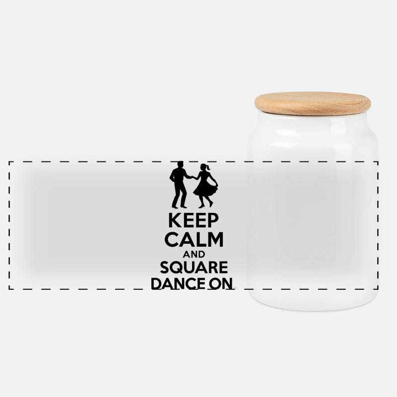 Keep Calm and Square Dance On - Panorama Keksdose mit Holzdeckel - Weiß